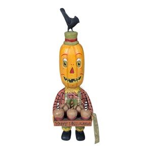 Greg Guedel for Bethany Lowe Party Pumpkin Head Treat Holding Halloween Figure